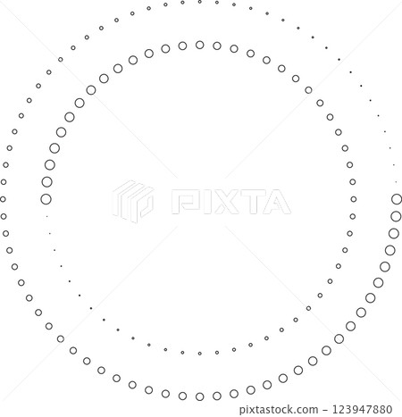 Dotted circular spiral halftone frame. Element for design 123947880