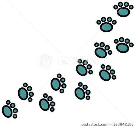 寵物狗或貓散步的可愛爪印插圖 123948192