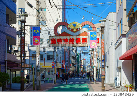 Sugamo Jizo Street Shopping District along the old Nakasendo road 123948429