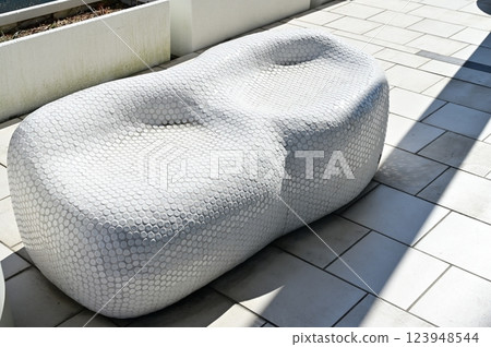 A tiled bench in the Tajimi City Hall Station North Building A tiled bench in the Tajimi City Hall Station North Building 123948544
