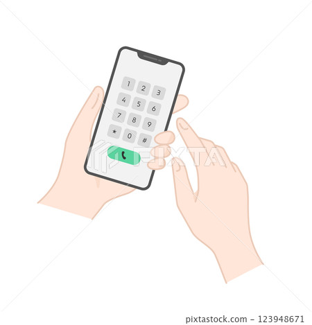 Vector illustration of making a phone call on a smartphone Vector illustration of making a phone call on a smartphone 123948671