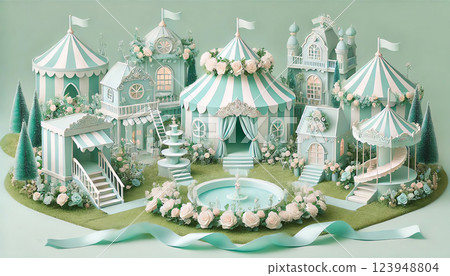 Mint Green Amusement Park 123948804
