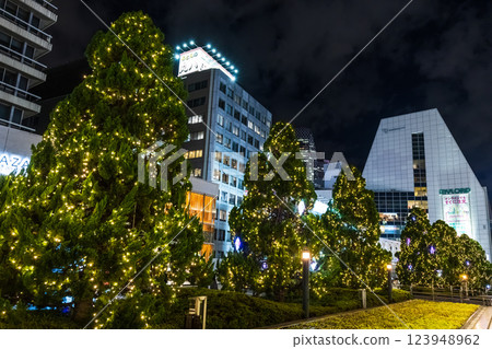 Christmas illuminations at Shinjuku South Exit, Tokyo night view Christmas illuminations at Shinjuku South Exit, Tokyo night view 123948962