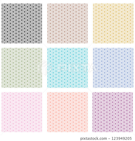 9 Kinds of Bellflower and Hemp Leaf Patterns 123949205