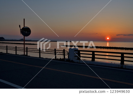 Sunset on the Awaji Sunset Line on the west coast of Awaji Island Sunset on the Awaji Sunset Line on the west coast of Awaji Island 123949630