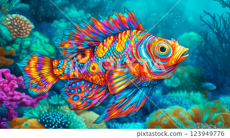 Colorful sea fish in the sea 123949776