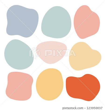 A collection of pastel-colored abstract shapes in a modern, soft style. Great for branding, design, and creative projects. 123950037