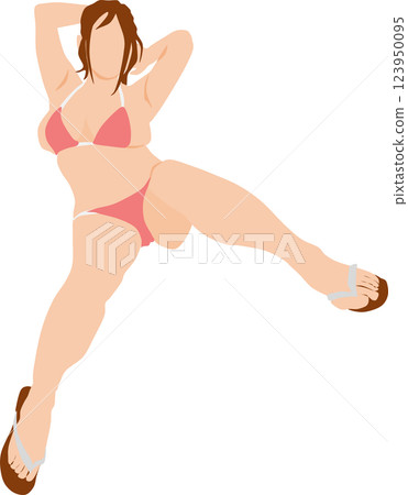 Illustration of a woman in a swimsuit posing 123950095