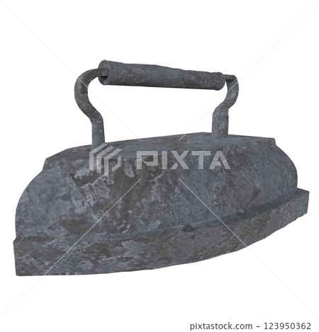 Vintage metal iron with handle isolated on white background Vintage metal iron with handle isolated on white background 123950362
