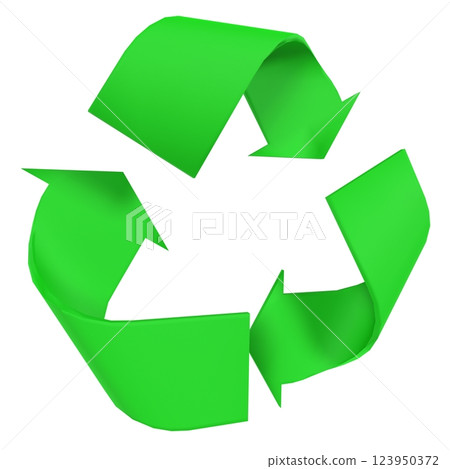 Green recycling symbol with arrows isolated on white background 123950372