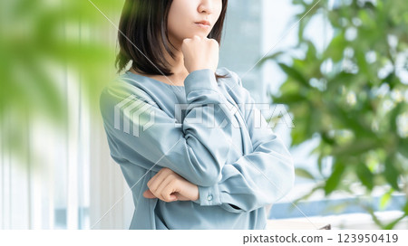 A woman thinking/businesswoman A woman thinking/businesswoman 123950419