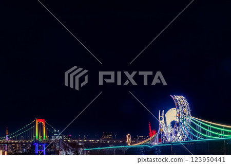 東京台場的燈光夜景 123950441