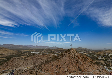 communication antennae baja california sur pacific beach drone landscape san jose del cabo san lucas 123950621