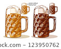 Dimpled glass beer mug, massive big Bavarian Masskrug for beer fest, in styles of color graphic, retro vintage engraving, woodcut, line art. Vector illustration is hand-drawn by human, without tracing Dimpled glass beer mug, massive big Bavarian Masskrug for beer fest, in styles of color graphic, retro vintage engraving, woodcut, line art. Vector illustration is hand-drawn by human, without tracing 123950762