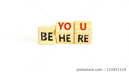 Belonging and belong symbol. Concept words Be here Belong on beautiful wooden block. Beautiful grey table grey background. Business motivational belonging and belong concept. Copy space. 123951119