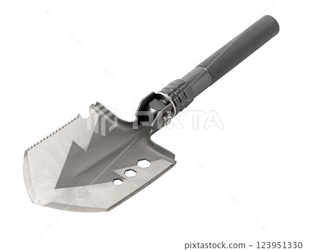 Folding shovel multitool with serrated edge for outdoor activities 123951330