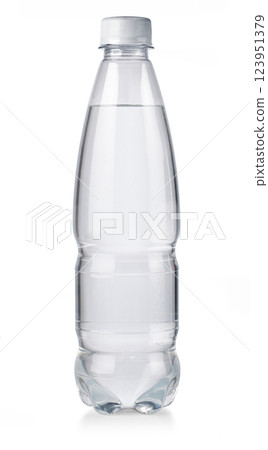 Plastic water bottle showing freshness and purity on white background 123951379