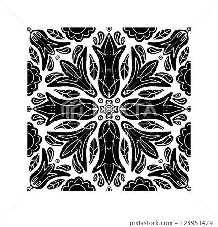 floral ornament in retro style 123951429