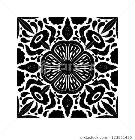 beautiful floral ornament with flowers 123951430