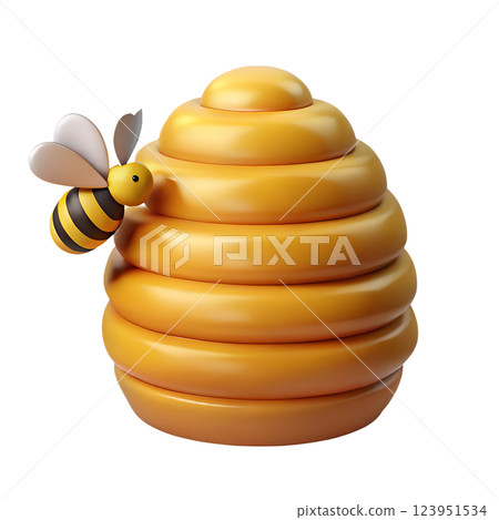 Cartoon bee flying near beehive 3d illustration isolated on the transparent background Cartoon bee flying near beehive 3d illustration isolated on the transparent background 123951534
