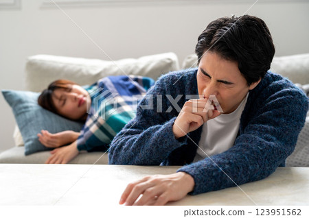 My family caught a cold and stayed in bed My family caught a cold and stayed in bed 123951562