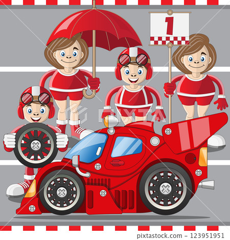 A racing car at the start. Side view. Vector illustration. A racing car at the start. Side view. Vector illustration. 123951951
