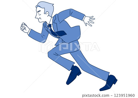 A businessman running briskly, middle-aged, senior, boss, president 123951960