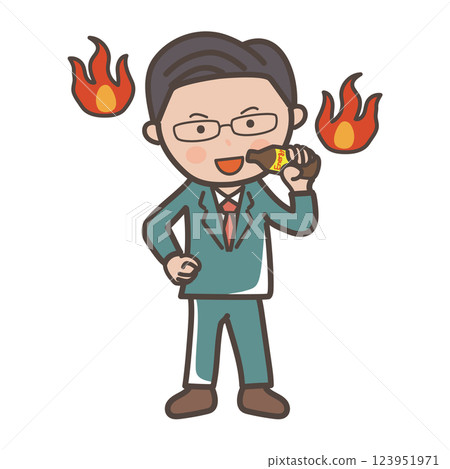全身插畫:一位中層菁英風格的男性商人喝能量飲料來激勵自己 全身插畫:一位中層菁英風格的男性商人喝能量飲料來激勵自己 123951971