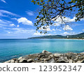 Tropical Beach Paradise with Crystal Clear Water and Rocky Shoreline in Phuket, Thailand 123952347