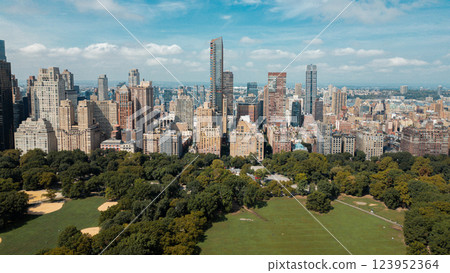 Aerial View of New York City Central Park and Skyline from Above Aerial View of New York City Central Park and Skyline from Above 123952364