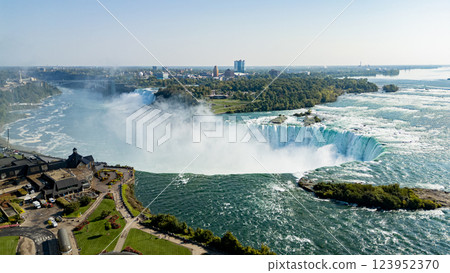 Aerial View of Niagara Falls Majestic Waterfalls from Above Aerial View of Niagara Falls Majestic Waterfalls from Above 123952370