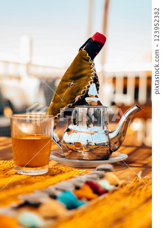 Traditional Moroccan Tea A Refreshing Blend of Mint and Hospitality 123952382