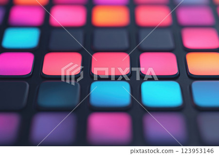Colorful squares with gradients create an abstract digital background. 123953146
