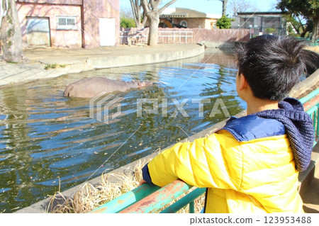 孩子們在動物園玩耍 123953488