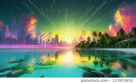 Artwork beach resort painting 123953658