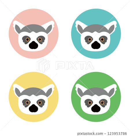 可愛的環尾狐猴臉圖標 123953786