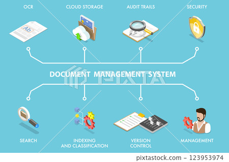 3D Isometric Flat Vector Illustration of Document Management System Banner, File Manager, Data Storage 3D Isometric Flat Vector Illustration of Document Management System Banner, File Manager, Data Storage 123953974