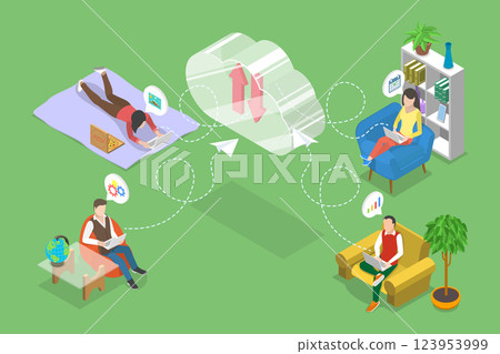 3D Isometric Flat Vector Illustration of Cloud Data Storage, Modern Solution For Managing Data Securely And Effectively 3D Isometric Flat Vector Illustration of Cloud Data Storage, Modern Solution For Managing Data Securely And Effectively 123953999