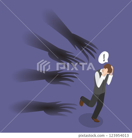 3D Isometric Flat Vector Illustration of Panic Attack, Problems with Mental Health and Psychology 123954013