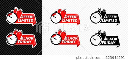 Limited offer and black friday promotional offer vector design Limited offer and black friday promotional offer vector design 123954291