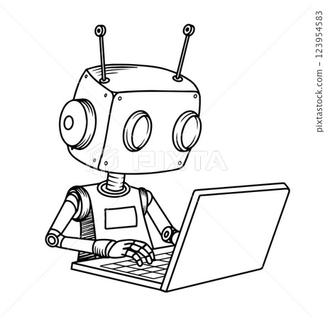 robot, laptop, vector 123954583