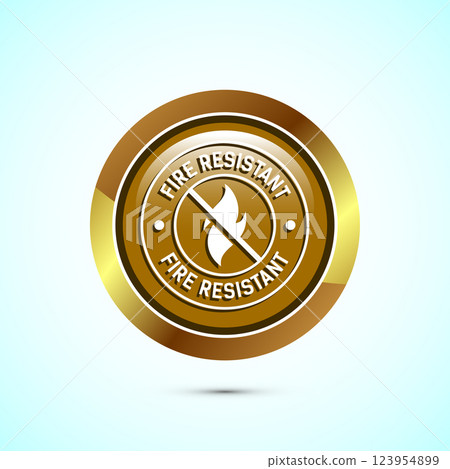 Fire resistant icon design illustration, Fire flame protection sign symbol, Button design Fire resistant icon design illustration, Fire flame protection sign symbol, Button design 123954899
