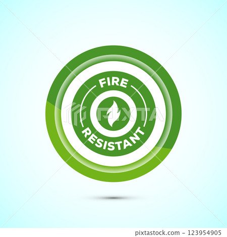 Fire resistant icon design illustration, Fire flame protection sign symbol, Button design Fire resistant icon design illustration, Fire flame protection sign symbol, Button design 123954905