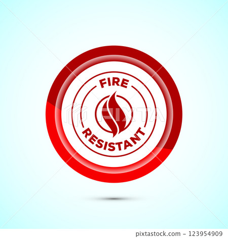 Fire resistant icon design illustration, Fire flame protection sign symbol, Button design  123954909