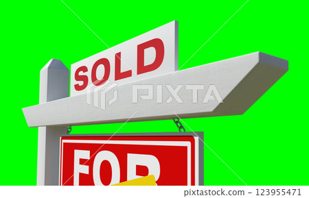 Sold For Sale Real Estate Sign Over A Green Screen. 123955471
