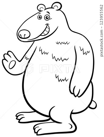 cartoon bear wild animal character waving paw coloring page cartoon bear wild animal character waving paw coloring page 123955562