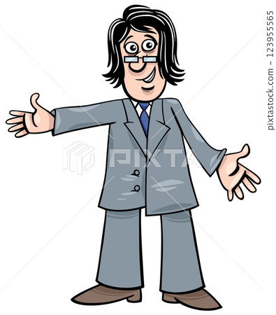funny cartoon man or businessman character 123955565