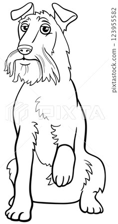 cartoon Irish Terrier purebred dog character giving a paw coloring page 123955582