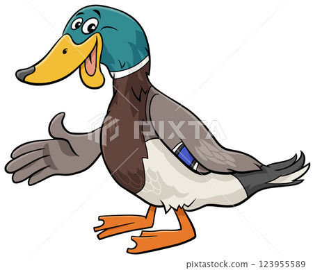 cartoon wild duck bird animal character waving its wing cartoon wild duck bird animal character waving its wing 123955589
