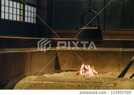 The hearth and iron bottle 123955709